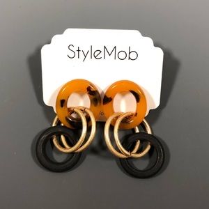 New! Cheetah,matte black,brushed gold earrings.